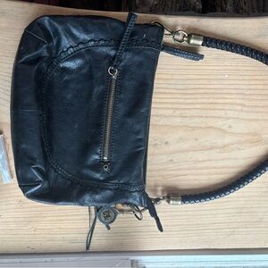 The Sak Black Leather Shoulder Bag with Braided Handle
